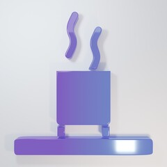 Purple-blue Cup of tea icon isolated on grey background. Minimalism concept. 3D render illustration