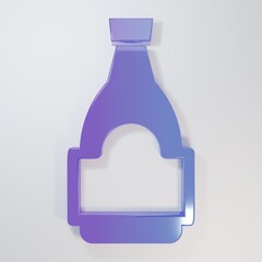 Fototapeta premium Purple-blue Soy sauce bottle icon isolated on grey background. Minimalism concept. 3D render illustration