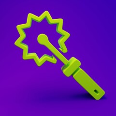 Green Cutter roll for honey icon isolated on purple-blue background. Tool of the beekeeper. Minimalism concept. 3D render illustration