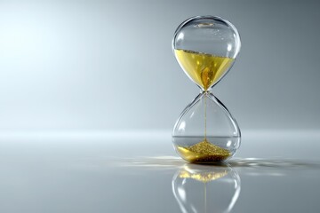 Elegant Hourglass with Golden Sand Flowing, Symbolizing Precious Time.