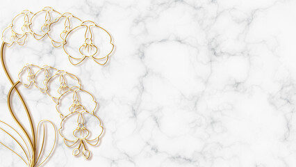 golden flower and marble backdrop