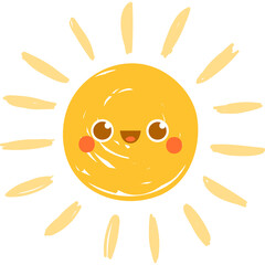 Cute Cartoon Sun With Smiling Face And Rays On Transparent Background A Cheerful Summer Icon Full Of Warmth And Happiness