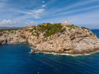 Faro de Capdepera en la Isla de Mallorca, Baleares