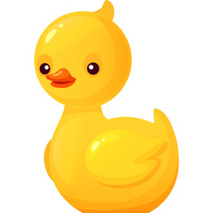 Cute Cartoon Yellow Duckling Standing with Cute Eyes and Orange Beak Transparent Background Isolated Vector Illustration