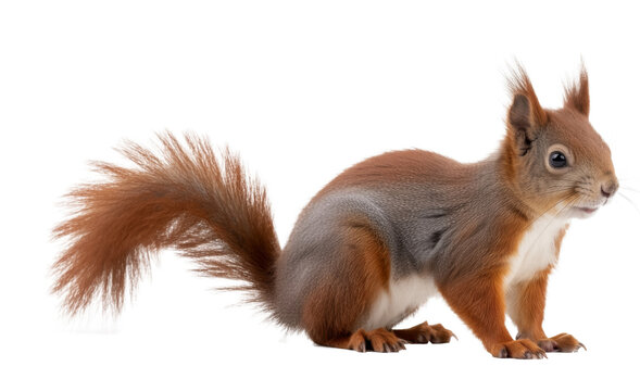 Fototapeta red squirrel isolated on transparent background.