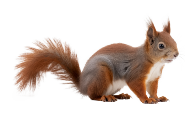 red squirrel isolated on transparent background.
