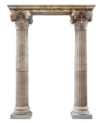 greek marble columns with archway isolated on background.