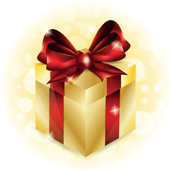 Gift with ribbon and bow isolated on the white background, clipping path included.