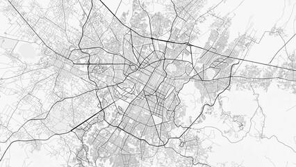 Puebla City Map. Minimalist black and white line art poster for printing, wallpaper, wall art for home and office decor