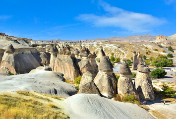 One of the wonders of the world. View of scenic geological formations and fairy chimneys in a beautiful valley , Cappadocia, Turkey