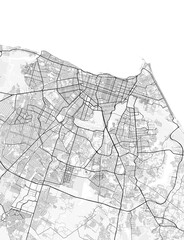 Naklejka premium Fortaleza City Map. Minimalist black and white line art poster for printing, wallpaper, wall art for home and office decor