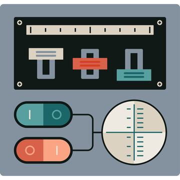 Retro Control Panel With Toggle Switches Dials And Indicator Light Showing Technical Equipment And Vintage Machine Interface
