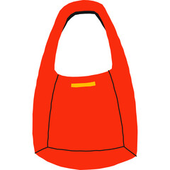 Red Handbag With Yellow Accent And Black Strap On A Transparent Background With A Simple Outline And Rounded Edges