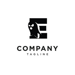 Letter E Ghost Logo Icon Vector