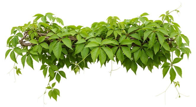 Lush Green Vine with Palmate Leaves on Black plant isolated on a transparent background - Powered by Adobe