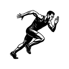 Hand Drawn Dynamic Sprinter in Full Stride