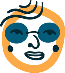 Funny Face in Glasses. Color Doodle Port
