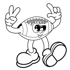 Retro character design from cute rugby outline