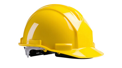 Fototapeta premium Bright yellow hard hat designed for safety in construction environments, showcasing durable materials and ergonomic design, essential for worker protection on job sites