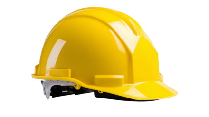 Bright yellow hard hat designed for safety in construction environments, showcasing durable materials and ergonomic design, essential for worker protection on job sites