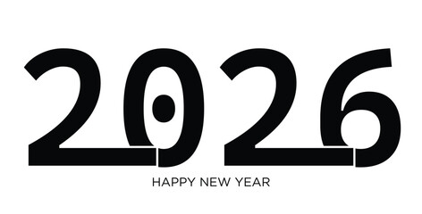 Modern 2026 New Year Design Element, Simple, Stylish, High Resolution Vector Art