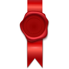 Elegant Red Wax Seal Adorned With A Red Ribbon Centered On A White Background With A Subtle Shadow Evoking A Sense Of Authenticity And Tradition For Official Documents And Invitations