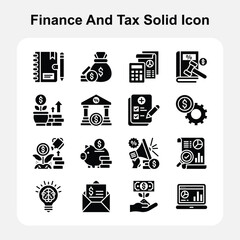 Financial Management and Budget Planning Solid Icons Set 1