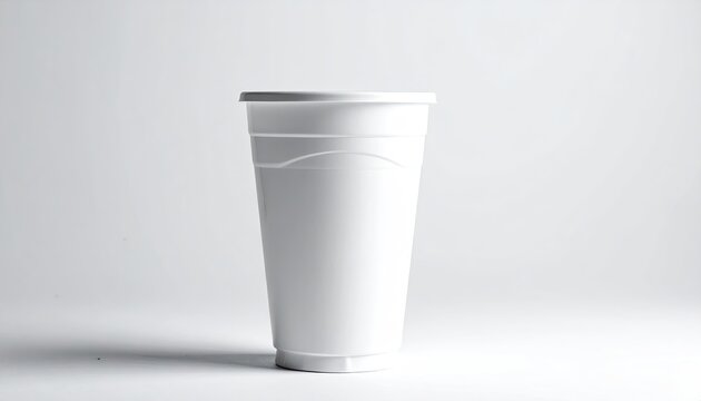 White polystyrene cup with lid, plain backdrop