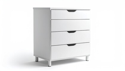 White four-drawer chest with cutout handles, neutral
