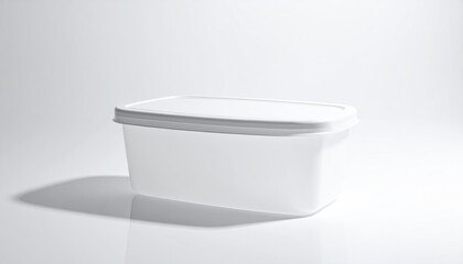 White plastic container with lid on shiny surface