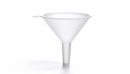 White plastic funnel against a white background