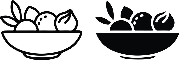 salad bowl icon set outline style design