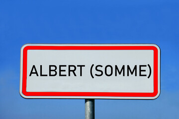 place-name sign Albert (Somme)