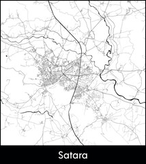 Satara city map, India - Topographic vector map poster