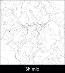 Obraz premium Shimla city map, India - Topographic vector map poster