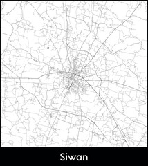 Siwan city map, India - Topographic vector map poster