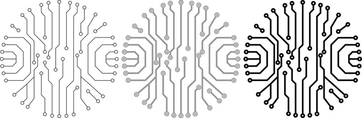outline silhouette circular circuit board icon set © Sutana