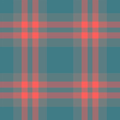 Classic plaid pattern in teal and salmon. Textile design perfect for backgrounds, fashion, or vintage projects. Versatile for digital and print applications.