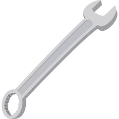 A Silver Combination Wrench Tool Isolated on a Clean White Background Demonstrating Mechanical Engineering and Repair Work