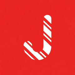 Candy Cane Shaped Letter J, Christmas Alphabet Design
