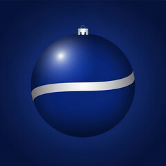 Minimalist Blue Christmas Ornament with Stripe, Festive Bauble
