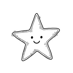 Cute Hand Drawn Star Icon, Happy Smiling Cartoon Element
