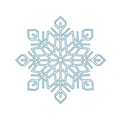 Geometric Snowflake Outline, Blue Winter Ice Crystal Design