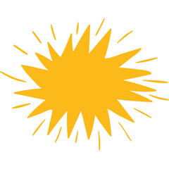 Golden Yellow Burst Starburst Shape With radiating Lines on Transparent Background Energetic Explosion Shape Representing Impact or Excitement