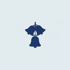 Blue Christmas Bells Icon, Minimalist Holiday Decoration