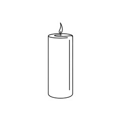 Line Art Pillar Candle, Minimalist Simple Outline Illustration
