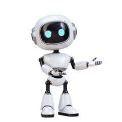 3D Cartoon Cute Robot Friendly Presenting to Right Side
