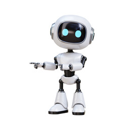 3D Cartoon Cute Robot Friendly Pointing to Left Side