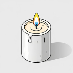 Isometric Melting Candle Icon, Simple Cartoon Fire Illustration
