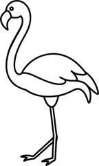 Flamingo Standing Gracefully On One Leg Clean Outline Bird For Kids COLORING PAGE OUTLINT LINR ART